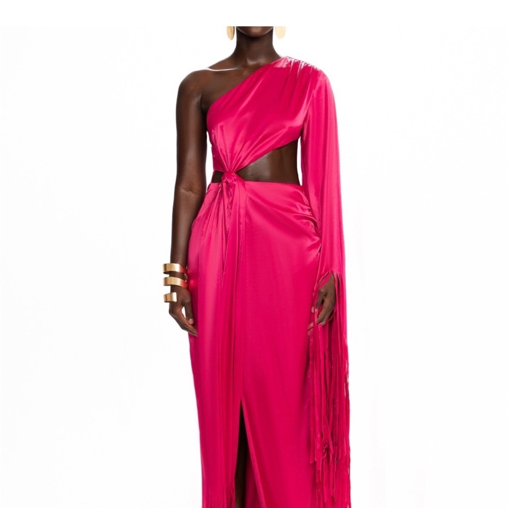 NWT | BBX Brand Satin Tassel Gown - Dragonfruit